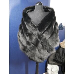 NEW Gorgeous Black Fox Fur Stole Wrap Coat Jacket